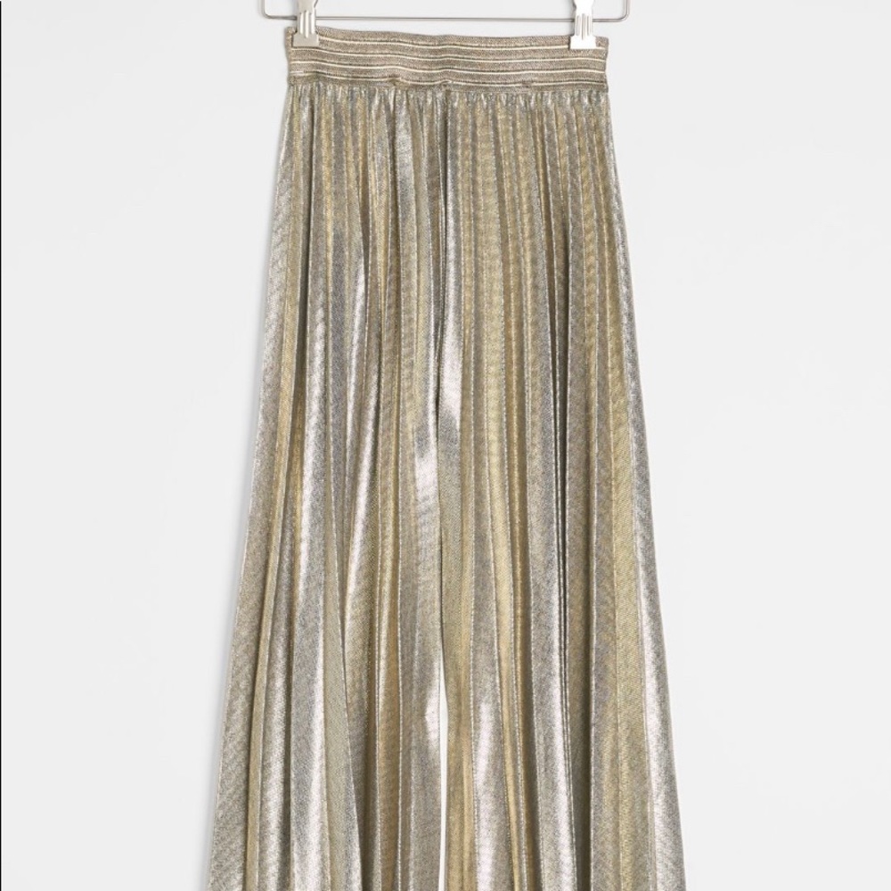 Anthropologie silver Angelica shimmer trousers pants S